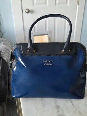Iacucci Blue and Black Patent Satchel
